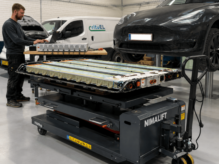 Højvoltsbatteri på Tesla